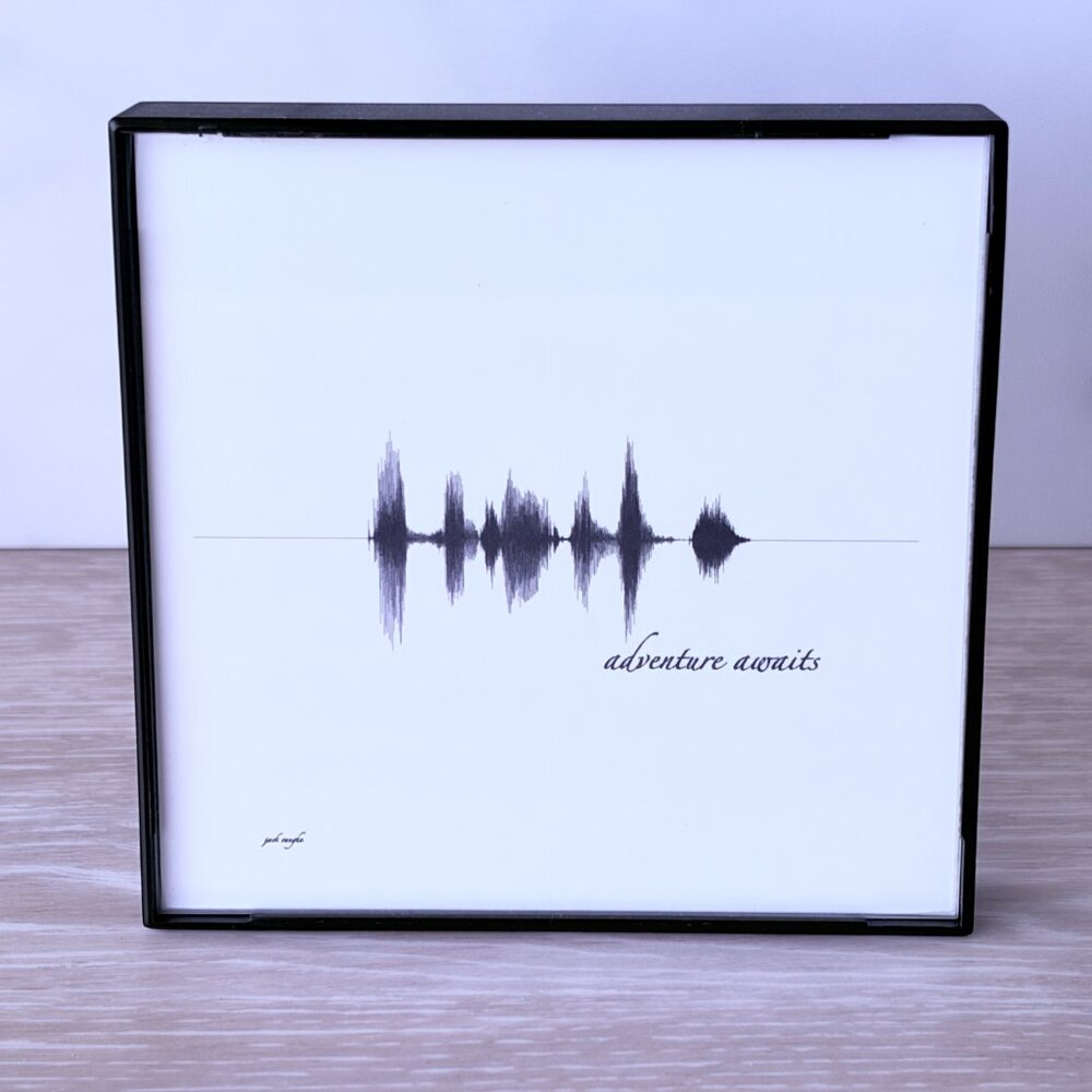NEW Adventure Awaits Soundwave Framed Wall Art 4x4in Black White Minimalist